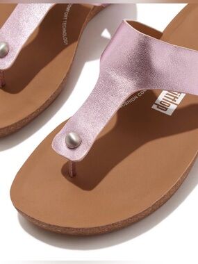 FitFlop Women's Wild Lilac Iqushion Leather Toe Post Sandals Shoes US 7 EU 38